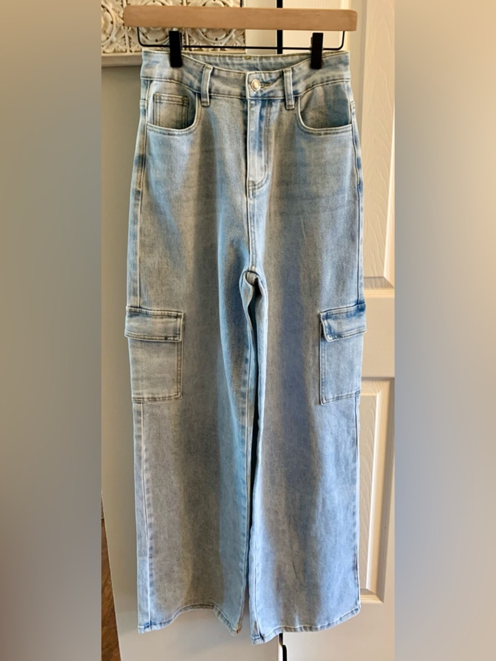 Anniewear Los Angeles Billy Denim-Lt Blue High Waisted Cargo Jeans NWT - S